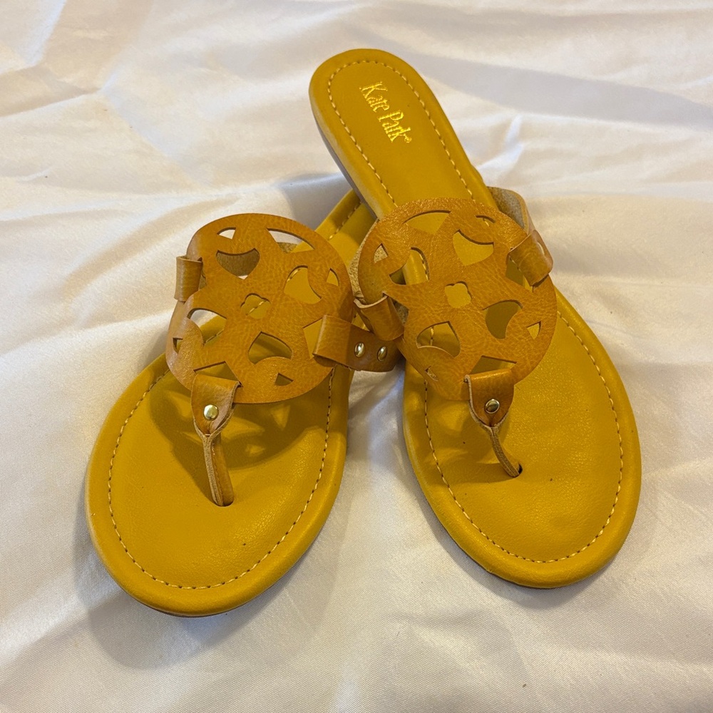 Kate Park Yellow Cut-Out Sandals